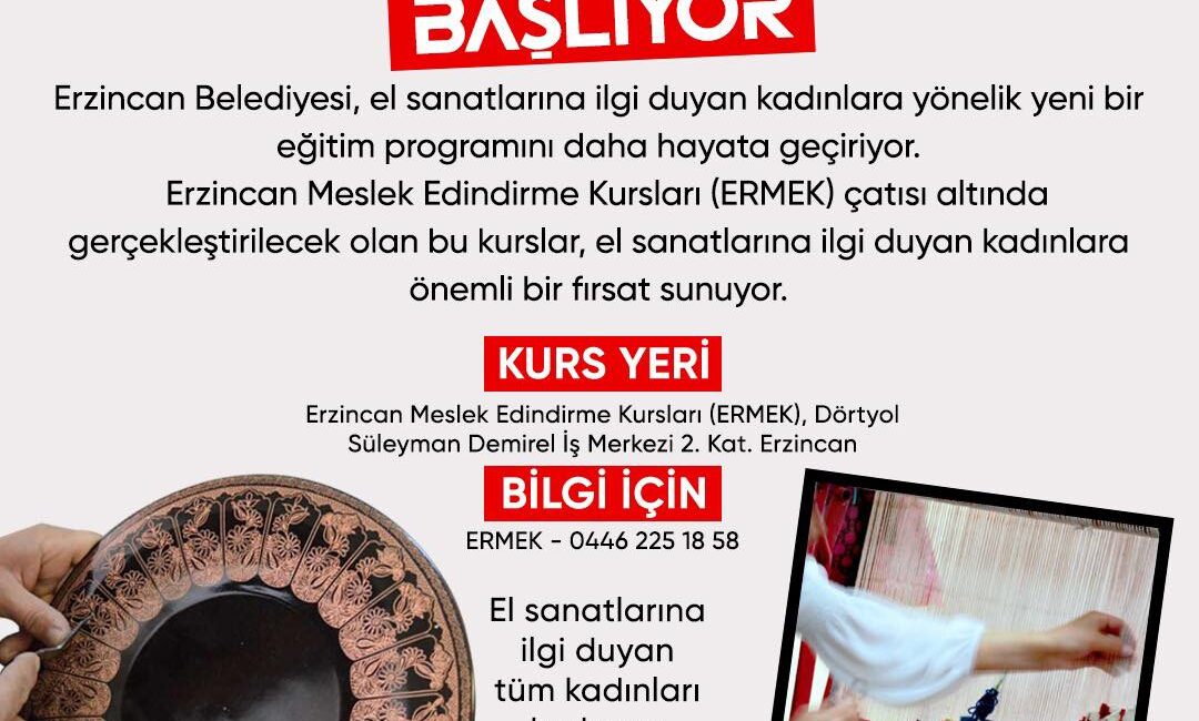 Kurslar, el sanatlarına ilgi duyan kadınlara önemli bir fırsat sunuyor.