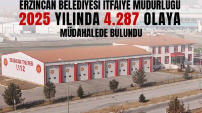 Erzincan Belediyesi İtfaiye Müdürlüğü 2025 yılında 4 Bin 287 olaya