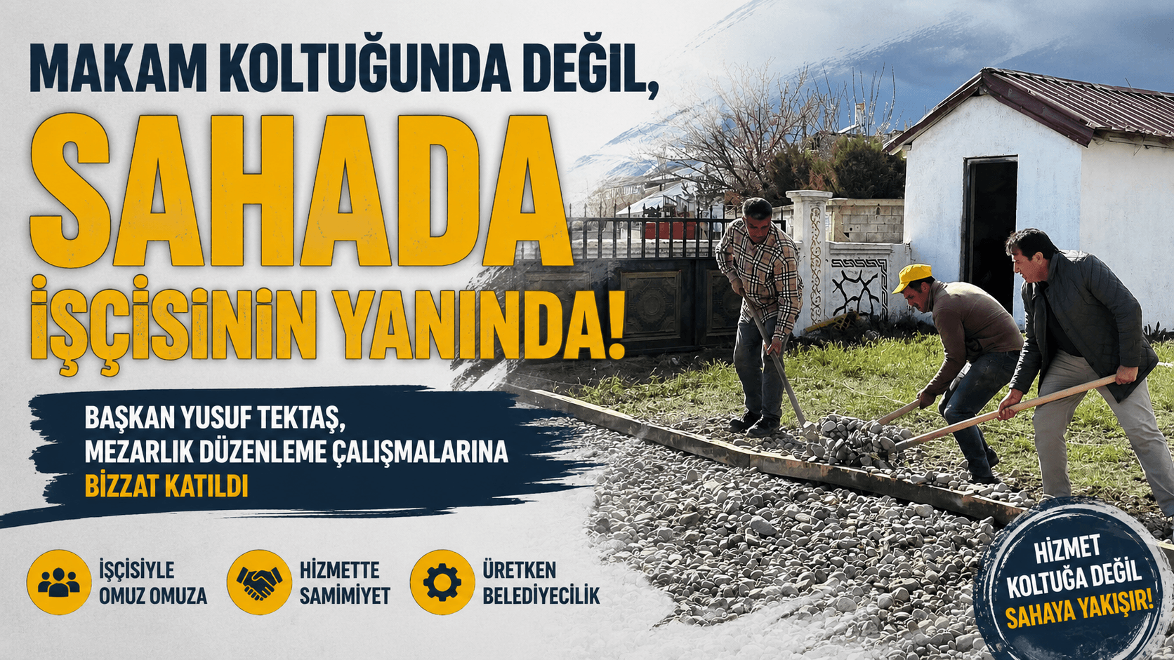 Otlukbeli Belediye Başkanı Yusuf Tektaş, belediyecilik anlayışını sahada gösterdiği çalışmalarıyla