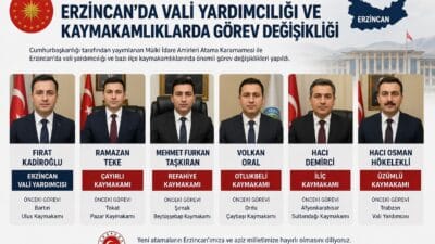 Cumhurbaşkanlığı tarafından yayımlanan Mülki İdare Amirleri Atama Kararnamesi ile Erzincan’da