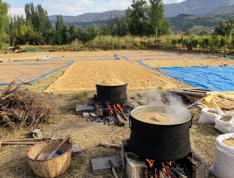 Erzincan’da buğday hasadının tamamlanmasının ardından, kış hazırlıklarının önemli geleneklerinden biri