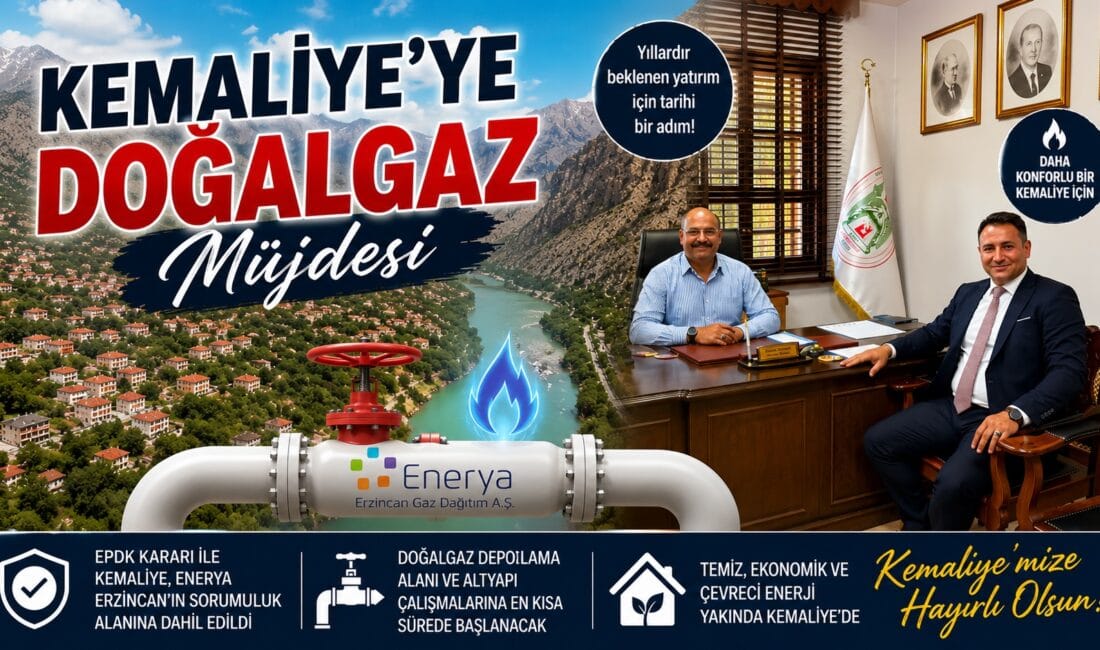 Kemaliye’ye Doğalgaz Müjdesi Kemaliye Belediye Başkanı Erdem Atmaca, ilçenin yıllardır beklediği doğalgaz konusunda