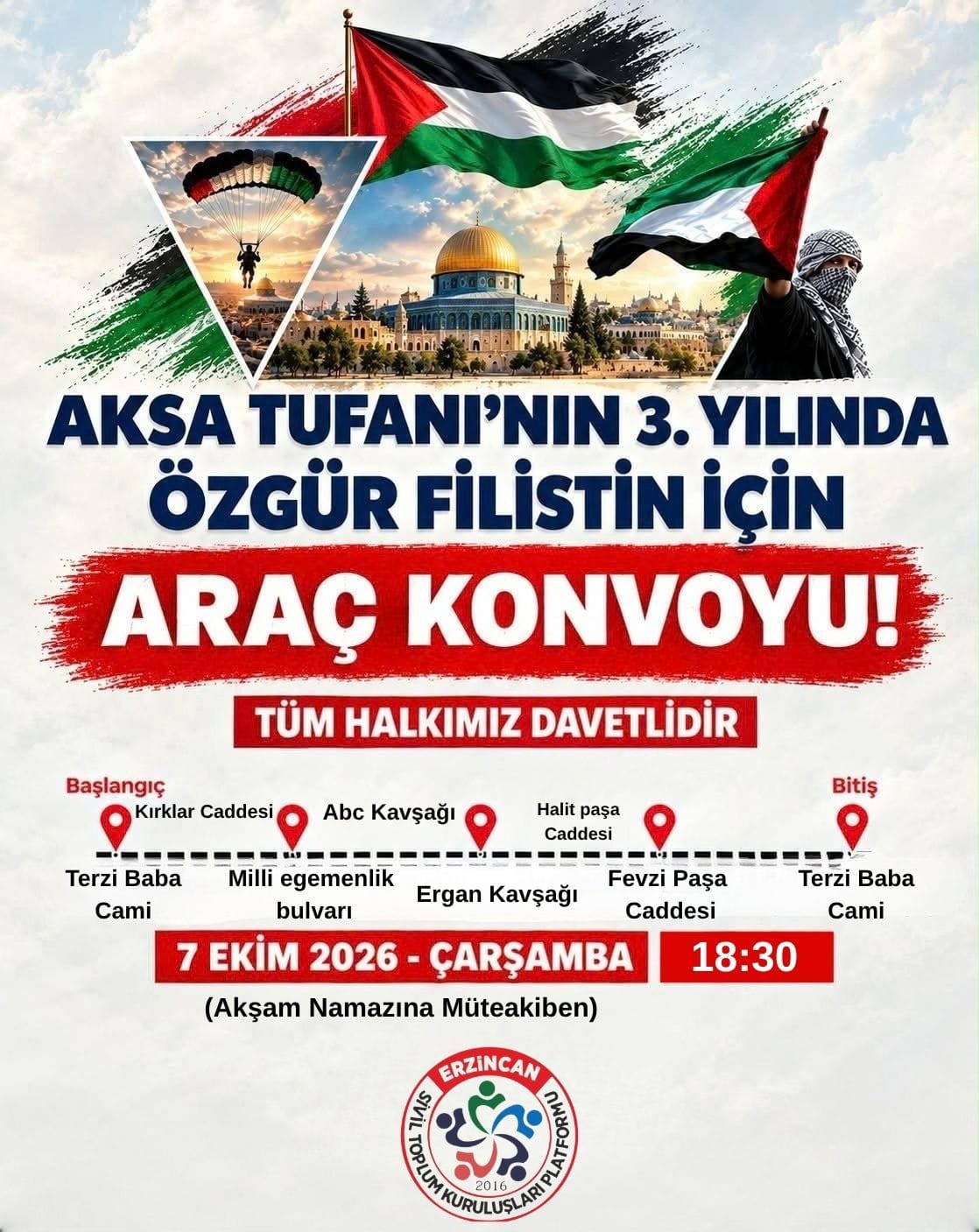 Erzincan’da, İsrail’in Gazze’ye yönelik saldırılarında hayatını kaybeden Filistinlilere dikkat çekmek